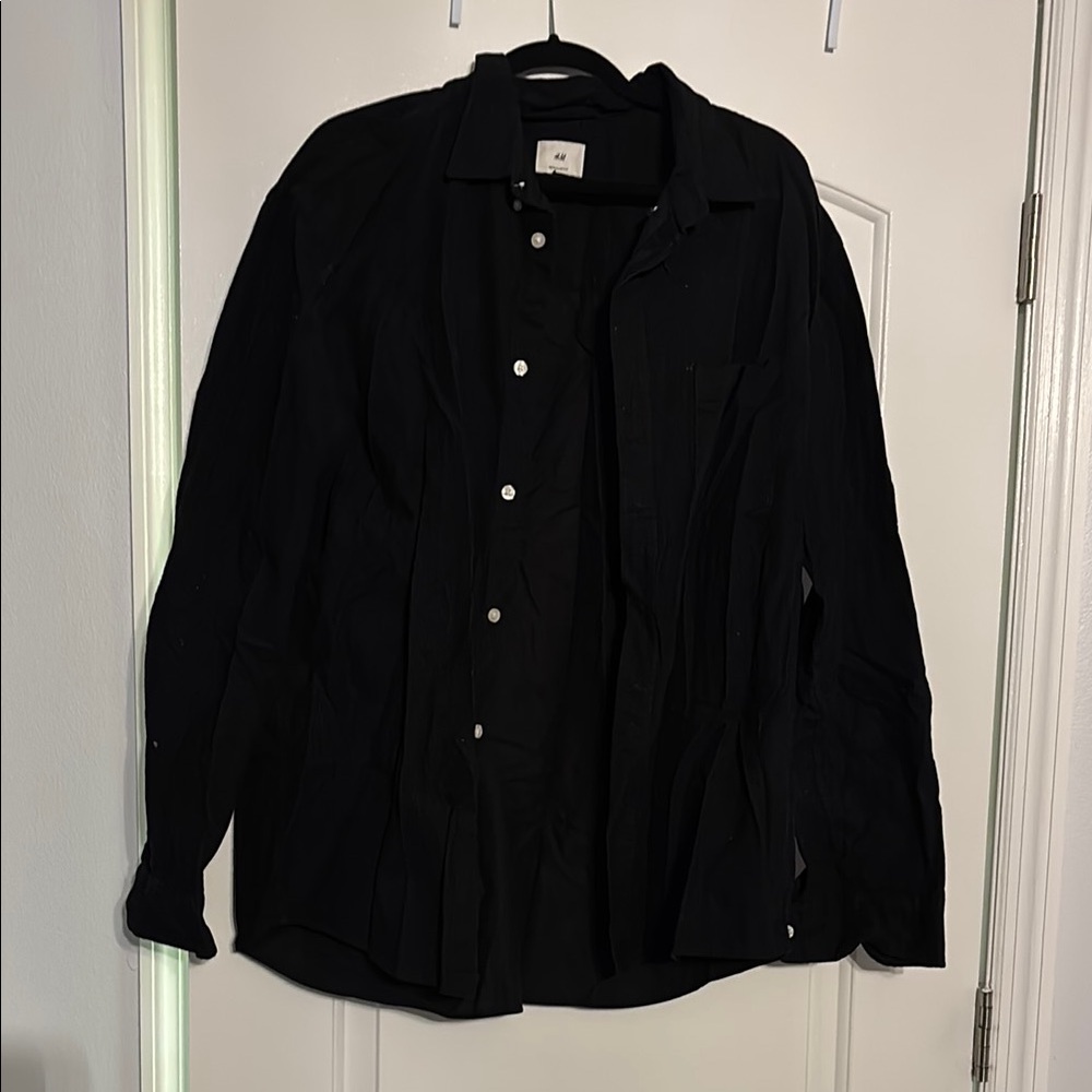 H&M Black Casual Button Down Shirt